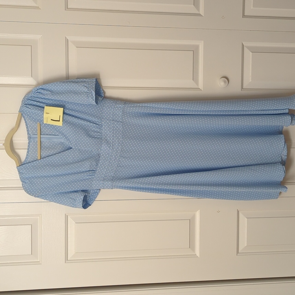 Blue dress, polka dot
